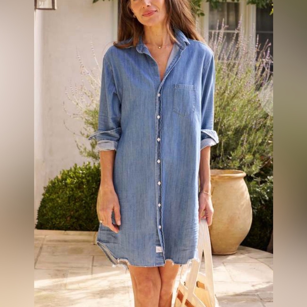 Frank and Eileen, Mary denim shirtdress in vintage stonewash indigo